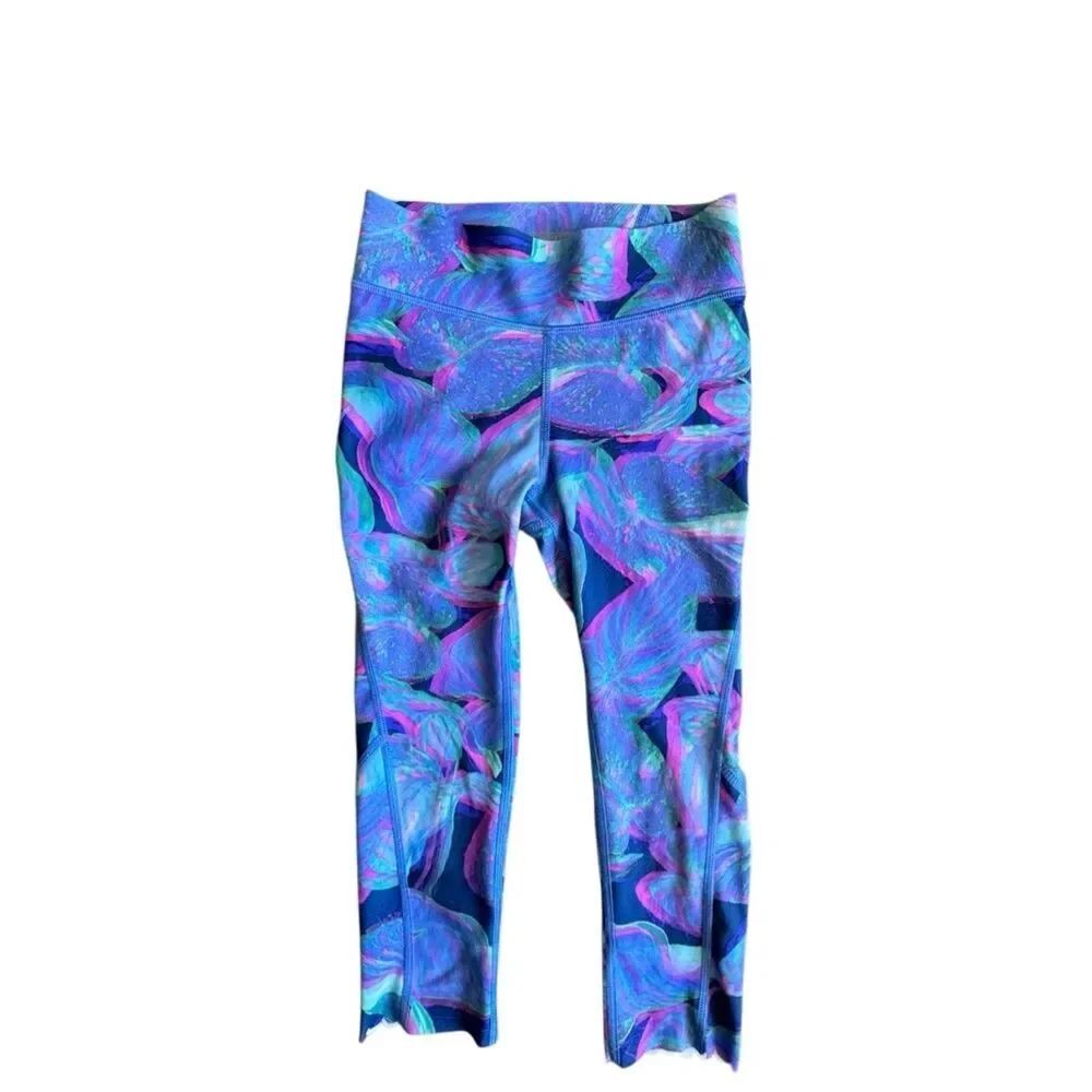 All in Motion Kids Floral Print Leggings - Blue & Purple SZ S NWOT
